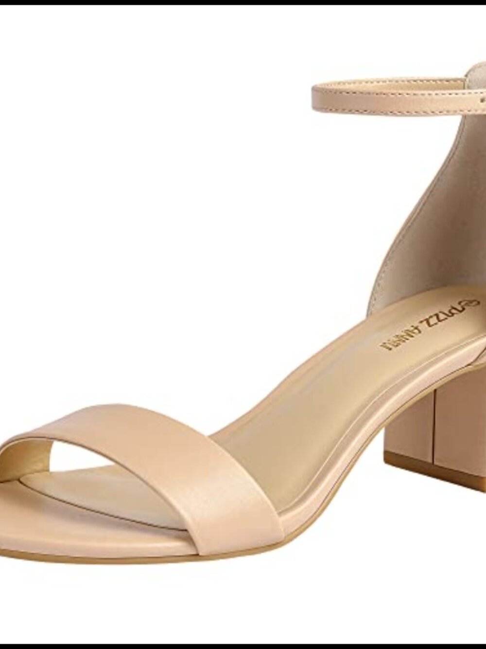 PIZZ ANNU Women's Low Block Heel Sandals Open Toe Ankle Strap Faux Leather